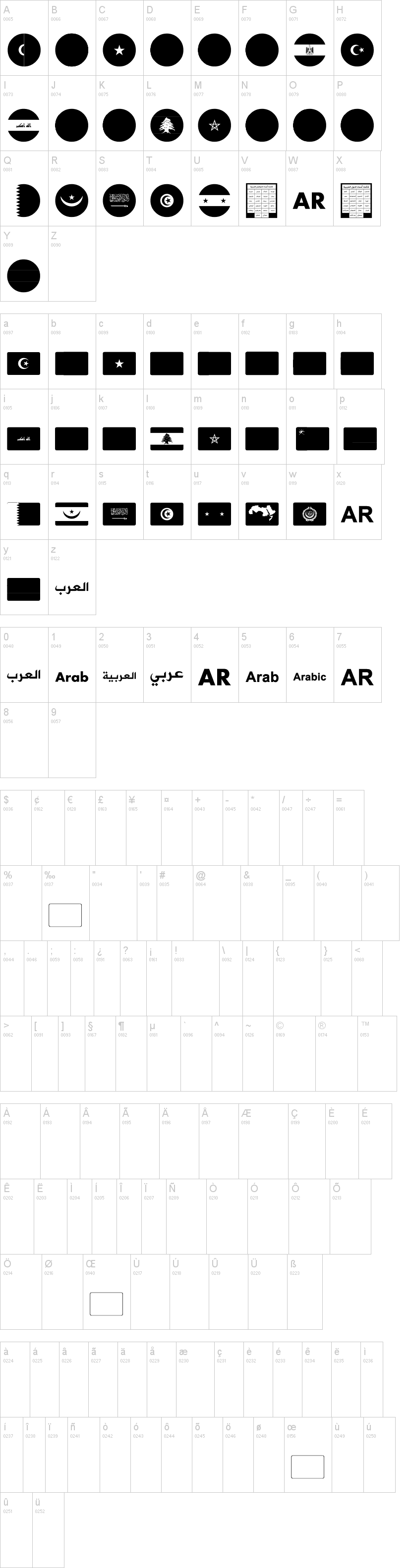 Font Arabic Flags